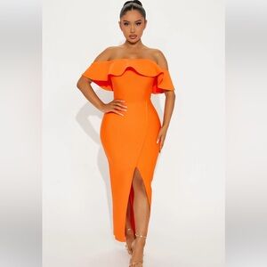Orange Bandage Maxi Dress
